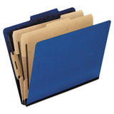 Six-section Colored Classification Folders, 2 Dividers, Legal Size, Blue, 10-box