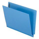 Colored Reinforced End Tab Fasteners Folders, Straight Tab, Letter Size, Blue, 50-box