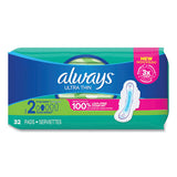 Always® Ultra Thin Pads With Wings, Size 2, Long, Super Absorbent, 32-pack, 3 Packs-carton freeshipping - TVN Wholesale 