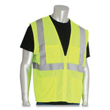 PIP Ansi Class 2 Four Pocket Zipper Safety Vest, Polyester Mesh, X-large, Hi-viz Lime Yellow freeshipping - TVN Wholesale 