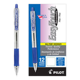 Pilot® Easytouch Ballpoint Pen, Retractable, Fine 0.7 Mm, Blue Ink, Clear Barrel, Dozen freeshipping - TVN Wholesale 