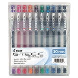 G-tec-c Ultra Gel Pen With Convenience Pouch, Stick, Extra-fine 0.4 Mm, Assorted Ink Colors, Clear Barrel, 10-pack