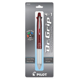 Pilot® Dr. Grip 4 + 1 Multi-color Ballpoint Pen-pencil, Retractable, 0.7mm Pen-0.5mm Pencil, Black-blue-green-red Ink, Wine Barrel freeshipping - TVN Wholesale 