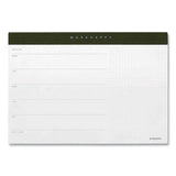 Poppin Work Happy Paper Desk Pad Planner, 10 X 7, Coast White-charcoal Sheets, Olive Binding, Undated freeshipping - TVN Wholesale 