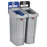 Rubbermaid® Commercial Slim Jim Recycling Station Kit, 46 Gal, 2-stream Landfill-mixed Recycling freeshipping - TVN Wholesale 