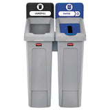 Rubbermaid® Commercial Slim Jim Recycling Station Kit, 46 Gal, 2-stream Landfill-paper freeshipping - TVN Wholesale 