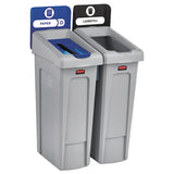 Rubbermaid® Commercial Slim Jim Recycling Station Kit, 46 Gal, 2-stream Landfill-paper freeshipping - TVN Wholesale 