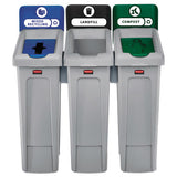 Rubbermaid® Commercial Slim Jim Recycling Station Kit, 69 Gal, 3-stream Landfill-mixed Recycling freeshipping - TVN Wholesale 