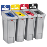 Rubbermaid® Commercial Slim Jim Recycling Station Kit, 92 Gal, 4-stream Landfill-paper-plastic-cans freeshipping - TVN Wholesale 