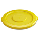 Rubbermaid® Commercial Round Flat Top Lid, For 32 Gal Round Brute Containers, 22.25" Diameter, Yellow freeshipping - TVN Wholesale 