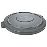 Rubbermaid® Commercial Round Flat Top Lid, For 55 Gal Round Brute Containers, 26.75" Diameter, Gray freeshipping - TVN Wholesale 