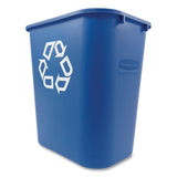 Rubbermaid® Commercial Medium Deskside Recycling Container, Rectangular, Plastic, 28.13 Qt, Blue freeshipping - TVN Wholesale 