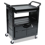 Rubbermaid® Commercial Utility Cart With Locking Doors, Two-shelf, 33.63w X 18.63d X 37.75h, Black freeshipping - TVN Wholesale 