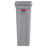 Rubbermaid® Commercial Slim Jim Receptacle With Venting Channels, Rectangular, Plastic, 23 Gal, Gray freeshipping - TVN Wholesale 