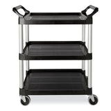 Rubbermaid® Commercial Open Sided Utility Cart, Three-shelf, 40.63w X 20d X 37.81h, Black freeshipping - TVN Wholesale 