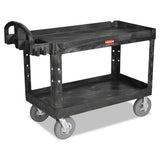 Rubbermaid® Commercial Heavy-duty 2-shelf Utility Cart, Tpr Casters, 26w X 55d X 33.25h, Black freeshipping - TVN Wholesale 