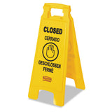 Rubbermaid® Commercial Multilingual "closed" Sign, 2-sided, 11 X 12 X 25, Yellow freeshipping - TVN Wholesale 