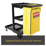 Rubbermaid® Commercial Multi-shelf Cleaning Cart, Three-shelf, 20w X 45d X 38.25h, Black freeshipping - TVN Wholesale 