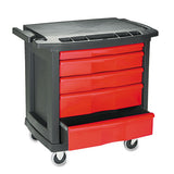 Rubbermaid® Commercial Five-drawer Mobile Workcenter, 32 1-2w X 20d X 33 1-2h, Black Plastic Top freeshipping - TVN Wholesale 