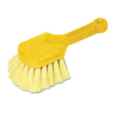 Rubbermaid® Commercial Long Handle Scrub, Yellow Synthetic Bristles, 8" Brush, 8" Gray Plastic Handle freeshipping - TVN Wholesale 