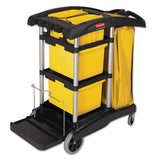 Rubbermaid® Commercial HYGEN™ Hygen M-fiber Healthcare Cleaning Cart, 22w X 48.25d X 44h, Black-yellow-silver freeshipping - TVN Wholesale 