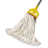 Rubbermaid® Commercial Web Foot Wet Mop Head, Shrinkless, Cotton-synthetic, White, Large, 6-carton freeshipping - TVN Wholesale 