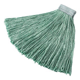 Rubbermaid® Commercial Non-launderable Cotton-synthetic Cut-end Wet Mop Heads, 24 Oz, Green, 5" White Headband freeshipping - TVN Wholesale 