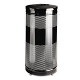 Rubbermaid® Commercial Classics Perforated Open Top Receptacle, Round, Steel, 25 Gal, Black freeshipping - TVN Wholesale 
