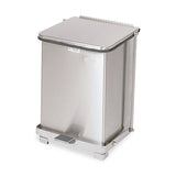 Rubbermaid® Commercial Defenders Biohazard Step Can, Square, Steel, 4 Gal, Stainless Steel freeshipping - TVN Wholesale 