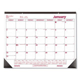 Monthly Desk Pad Calendar, 22 X 17, White-burgundy Sheets, Black Binding, Black Corners, 12-month (jan To Dec): 2022