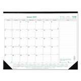 Ecologix Monthly Desk Pad Calendar, 22 X 17, White-green Sheets, Black Binding-corners,12-month (jan To Dec): 2022