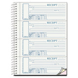 Spiralbound Unnumbered Money Receipt Book, Three-part Carbonless, 7 X 2.75, 4-page, 120 Forms