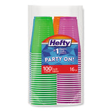 Easy Grip Disposable Plastic Party Cups, 16 Oz, Assorted Colors, 100-pack, 4 Packs-carton