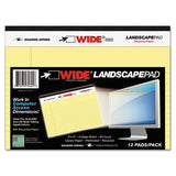 Wide Landscape Format Writing Pad, Unpunched With Standard Back, Medium-college Rule, 40 Canary-yellow 11 X 9.5 Sheets