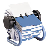 Open Rotary Business Card File With 24 Guides, Holds 400 2.63 X 4 Cards, 6.5 X 5.61 X 5.08, Metal, Black
