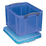 Really Useful Box® Snap-lid Storage Bin, 8.45 Gal, 14" X 18" X 12.25", Transparent Blue freeshipping - TVN Wholesale 