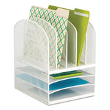 Safco® Onyx Mesh Desk Organizer With Five Vertical And Three Horizontal Sections, Letter Size Files, 11.5" X 9.5" X 13", White freeshipping - TVN Wholesale 