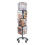 Safco® Wire Rotary Display Racks, 16 Compartments, 15w X 15d X 60h, Charcoal freeshipping - TVN Wholesale 