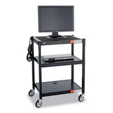 Safco® Adjustable-height Steel Av Cart, 27.25w X 18.25d X 28.5 To 36.5h, Black freeshipping - TVN Wholesale 