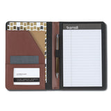 Samsill® Contrast Stitch Leather Padfolio, 6 1-4w X 8 3-4h, Open Style, Brown freeshipping - TVN Wholesale 