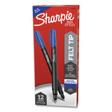 Sharpie® Water-resistant Ink Porous Point Pen, Stick, Fine 0.4 Mm, Blue Ink, Black-gray-blue Barrel, Dozen freeshipping - TVN Wholesale 