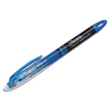 Liquid Pen Style Highlighters, Fluorescent Blue Ink, Chisel Tip, Blue-black-clear Barrel, Dozen