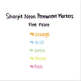 Sharpie® Neon Permanent Markers, Fine Bullet Tip, Assorted Colors, 5-pack freeshipping - TVN Wholesale 