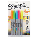 Sharpie® Neon Permanent Markers, Fine Bullet Tip, Assorted Colors, 5-pack freeshipping - TVN Wholesale 