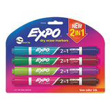 EXPO® 2-in-1 Dry Erase Markers, Fine-broad Chisel Tips, Assorted Secondary Colors, 4-pack freeshipping - TVN Wholesale 