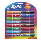 2-in-1 Dry Erase Markers, Fine-broad Chisel Tips, Assorted Colors, 8-pack