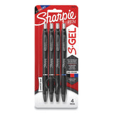 S-gel High-performance Gel Pen, Retractable, Medium 0.7 Mm, Assorted Ink Colors, Black Barrel, 4-pack