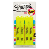 Tank Style Highlighters, Fluorescent Yellow Ink, Chisel Tip, Yellow Barrel, 4-set