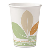 Bare By Solo Eco-forward Pla Paper Hot Cups, 10 Oz, Leaf Design, White-green-orange, 50-bag, 20 Bags-carton