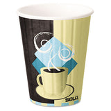 Duo Shield Insulated Paper Hot Cups, 20 Oz, Tuscan Cafe, Chocolate-blue-beige, 350-carton